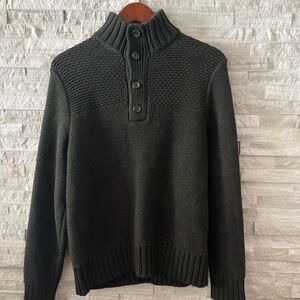 Banana Republic Olive Mock Neck Henley Knit Sweater